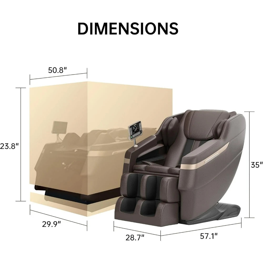 Full body massage chair, zero gravity acupressure massage lounge chair with lower back and calf heating function, LCD screen