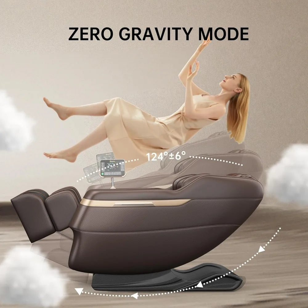 Full body massage chair, zero gravity acupressure massage lounge chair with lower back and calf heating function, LCD screen