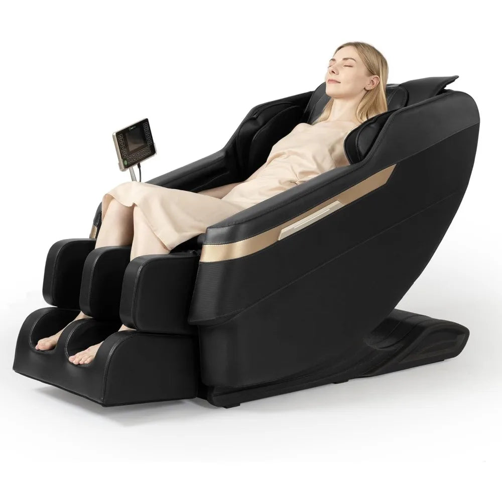 Full body massage chair, zero gravity acupressure massage lounge chair with lower back and calf heating function, LCD screen