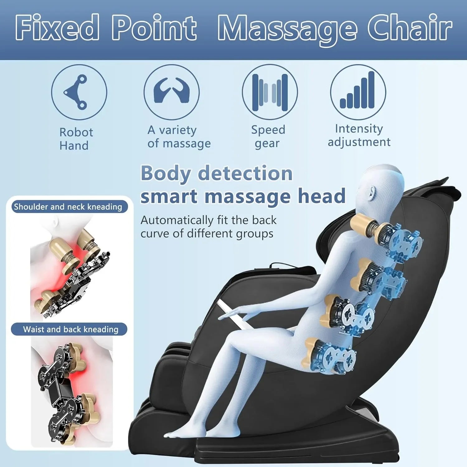 Full Body Electric Shiatsu Massage Chair with Heat &amp; Foot Rollers