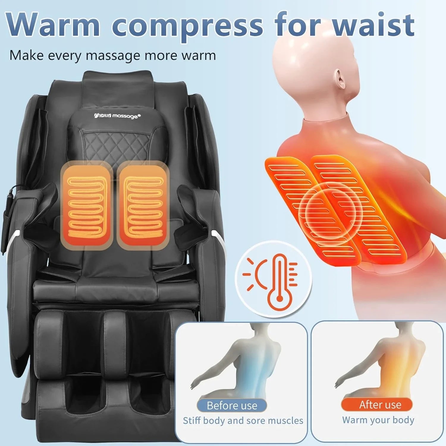 Full Body Electric Shiatsu Massage Chair with Heat &amp; Foot Rollers