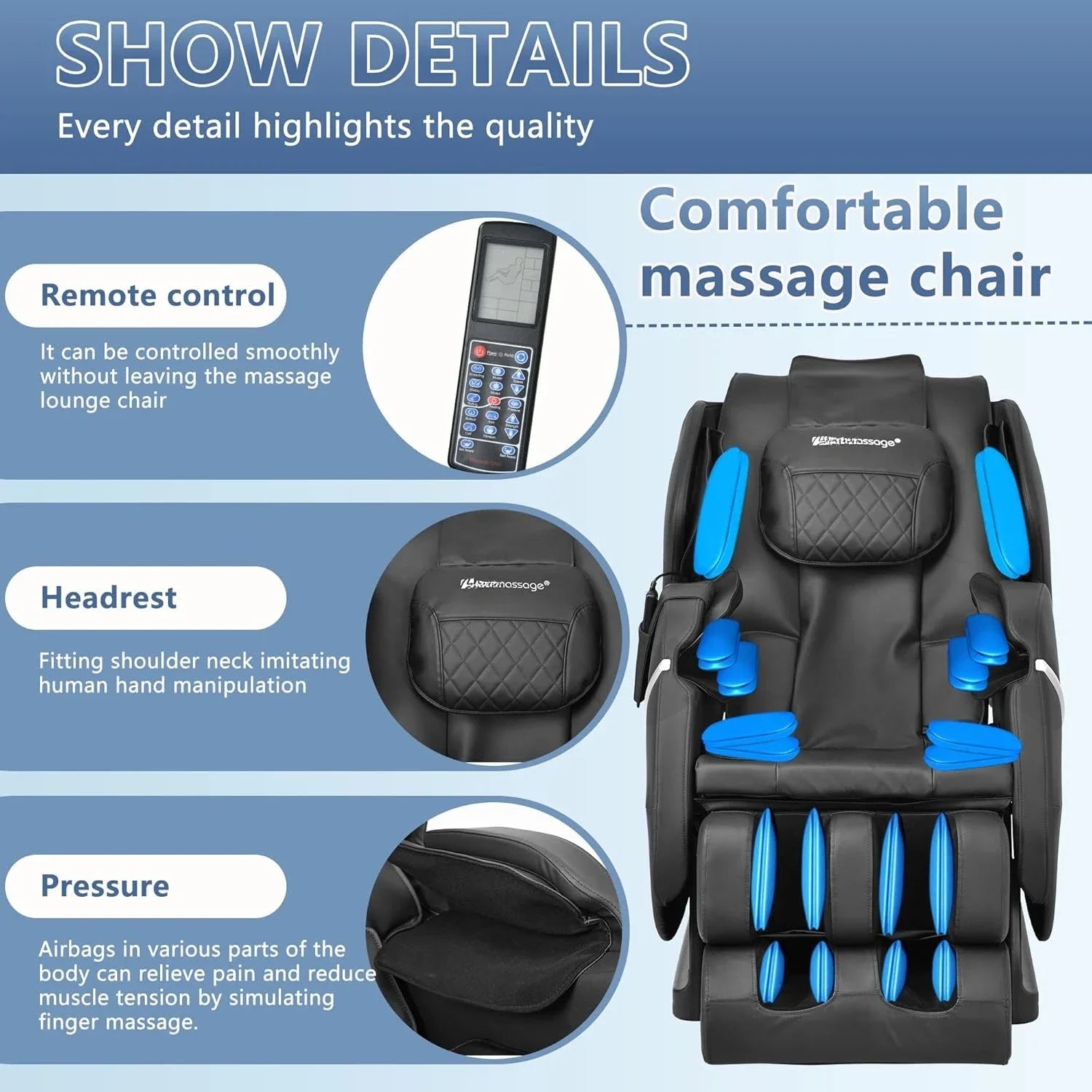 Full Body Electric Shiatsu Massage Chair with Heat &amp; Foot Rollers